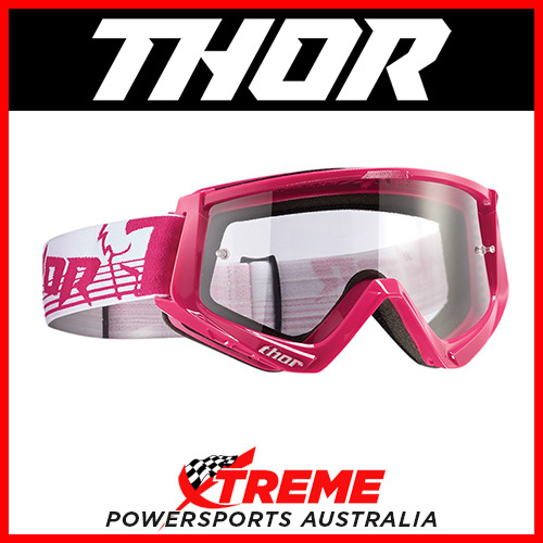 Thor Conquer Pink/White Goggles With Clear Lens MX Eyewear Motocross Bike Pro