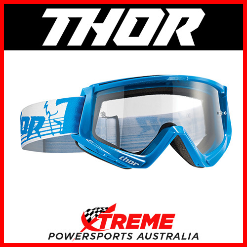 Thor Conquer Blue/White Goggles With Clear Lens MX Eyewear Motocross Bike Pro