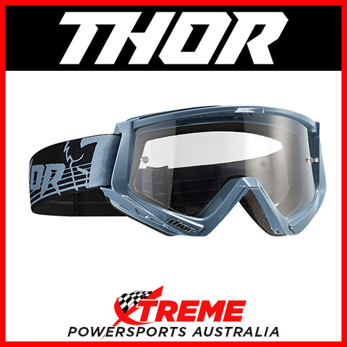 Thor Conquer Steel/Black Goggles With Clear Lens MX Eyewear Motocross Bike Pro