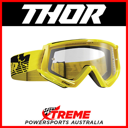 Thor Conquer Yellow/Black Goggles With Clear Lens MX Eyewear Motocross Bike Pro