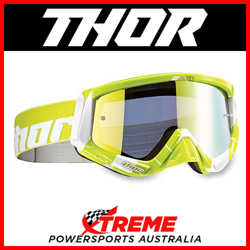 Thor Pro Sniper Chase Lime/White Goggles With Yellow Chrome Lens MX Eyewear Bike