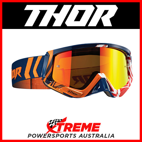 Thor Pro Sniper Navy/Orange Goggles With Orange Chrome Lens MX Eyewear Motocross