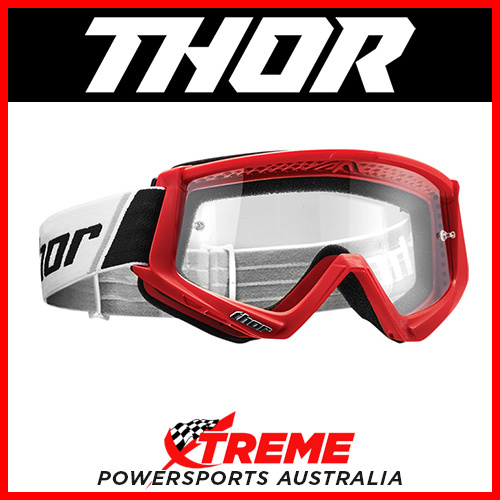 Thor Pro Combat Red/Black Goggles With Clear Lens MX Eyewear Motocross Bike Pro