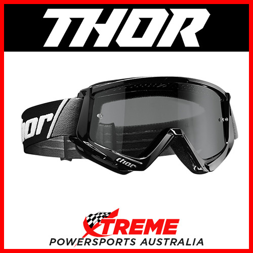 Thor Combat Sand Black/White Goggles With Grey Smoke Lens MX Eyewear Motocross