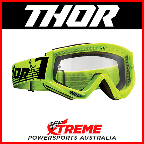 Thor Conquer Fluorescent Green Goggles With Clear Lens MX Eyewear Motocross Bike