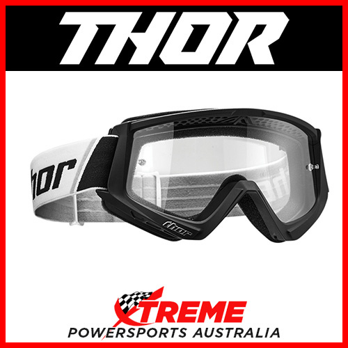 Thor Combat Youth Black/White Goggles With Clear Lens MX Eyewear Motocross Bike
