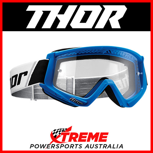 Thor Combat Youth Blue/White Goggles With Clear Lens MX Eyewear Motocross Bike