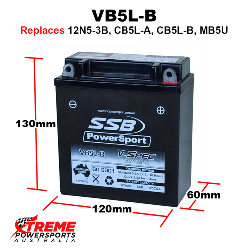 SSB 12V 125CCA 5AH VB5L-B For Suzuki DR600S DR 600S 1984-1989 AGM Battery 12N5-3B