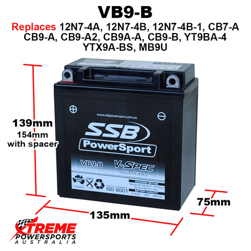 SSB 12V 200CCA 9AH VB9-B Aprilia SR50 R 2009-2017 AGM Battery YTX9A-BS