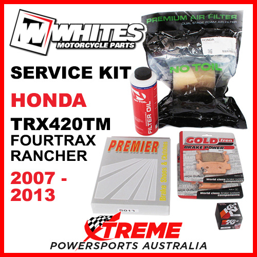 Honda TRX420TM 2007-2013 Air Filter +Oil, F/R Brake Pads/Shoes Service Kit