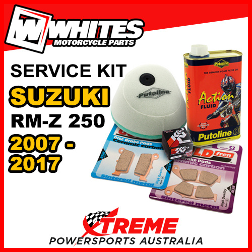 For Suzuki RMZ250 2007-2017 Air & Oil Filter +Filter Oil +F/R Brake Pads Service Kit