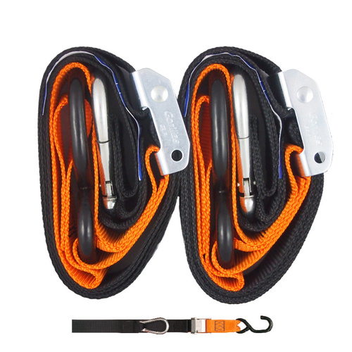 GORILLAS GRIP MX PWC ATV TIE DOWNS 38mm SOFT LOOP & SNAP HOOK BLACK & ORANGE