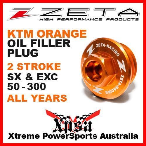 ZETA OIL FILLER PLUG ORANGE KTM SX EXC 50 65 85 105 125 150 200 250 300 2 STROKE
