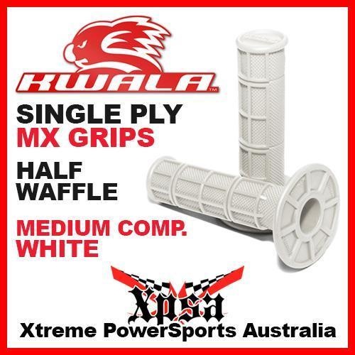 KWALA MX PRO SERIES SINGLE PLY GRIPS HALF WAFFLE WHITE MEDIUM COMPOUND MOTOCROSS