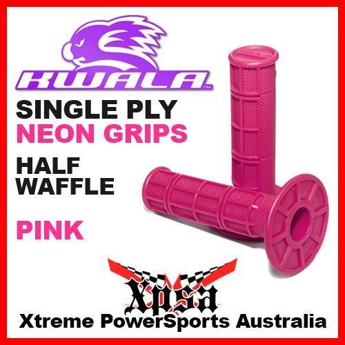 KWALA MX PRO SERIES SINGLE PLY GRIPS HALF WAFFLE NEON PINK MOTOCROSS ENDURO DIRT