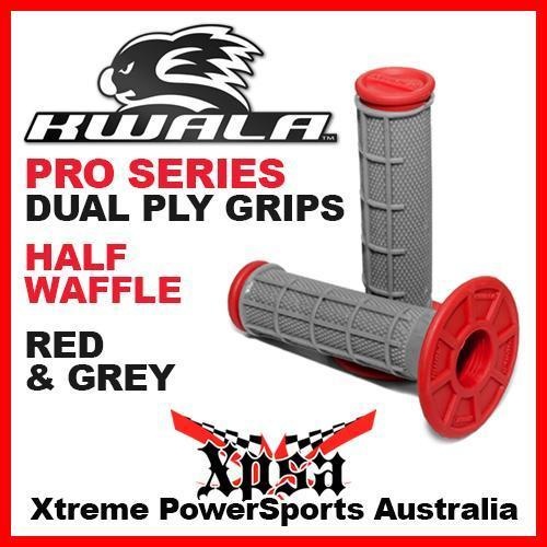 KWALA PRO SERIES DUAL PLY HALF WAFFLE GRIPS RED GREY CRF CR MX MOTOCROSS ENDURO