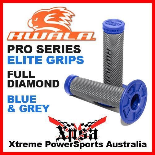 KWALA PRO SERIES ELITE FULL DIAMOND GRIPS BLUE GREY MX MOTOCROSS ENDURO DIRT