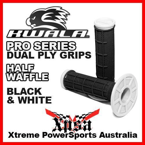 KWALA PRO SERIES DUAL PLY HALF WAFFLE GRIPS BLACK WHITE MX MOTOCROSS ENDURO DIRT