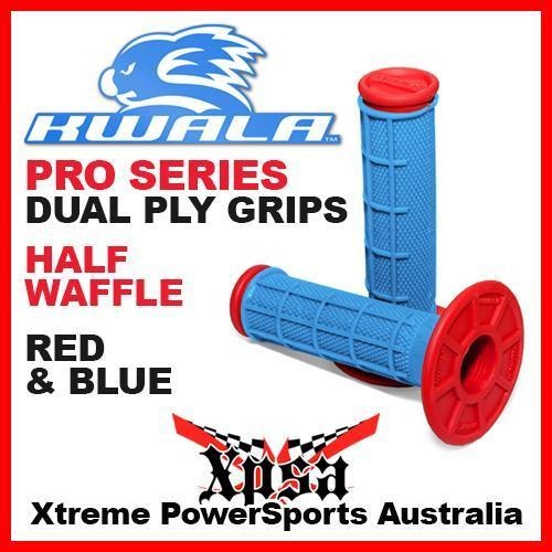 KWALA PRO SERIES DUAL PLY HALF WAFFLE GRIPS RED BLUE CRF CR MX MOTOCROSS ENDURO